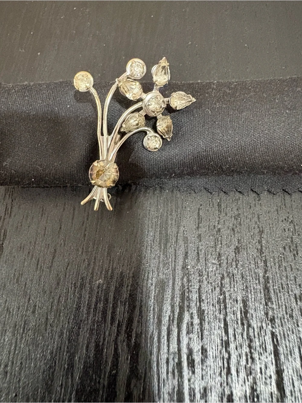 Vintage Floral Spray (1940-50’s) -Tone Bouquet Crystal Brooch - Women's Jewelry
